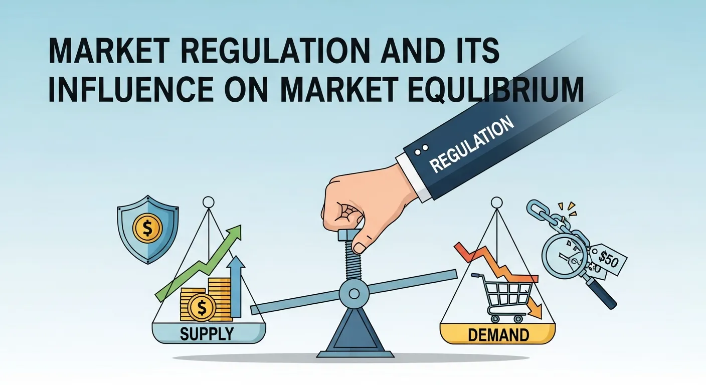 Market regulation effects on market equilibrium showing price ceilings, subsidies, and taxation impact on supply and demand