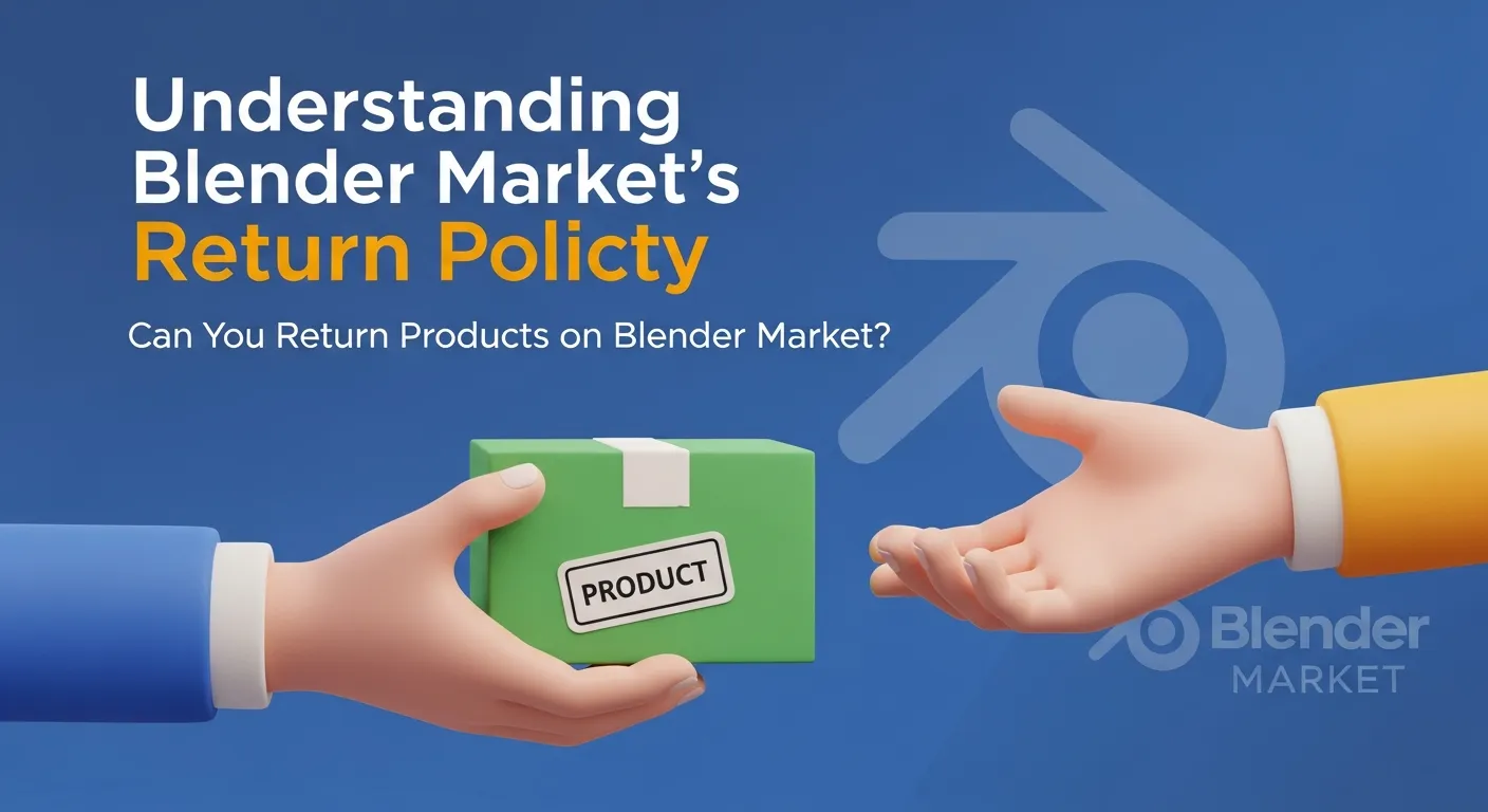 Illustration of Blender Market return policy process showing steps from purchase to refund