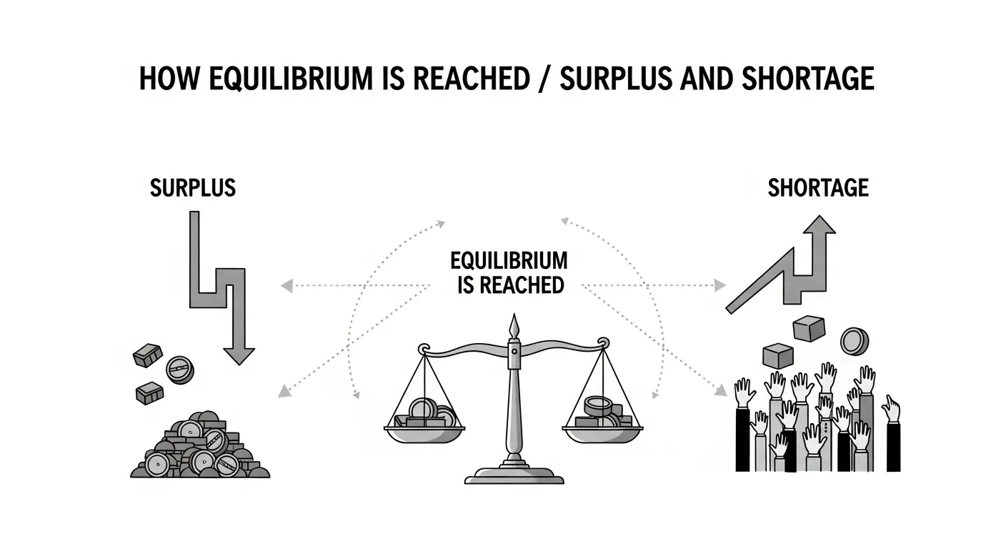 How Equilibrium is Reached Surplus and Shortage